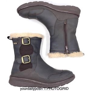 Merrell brown leather waterproof faux fur Tremblant Ezra winter boots US 6.5